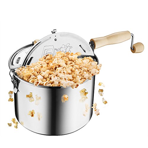 Victorio Stainless Steel Stovetop Popcorn Popper Easy Pour Magnetic Lid 6  Quart